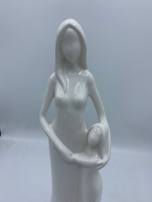 Skulptur Figur Mutter Kind Keramik weiss 55422