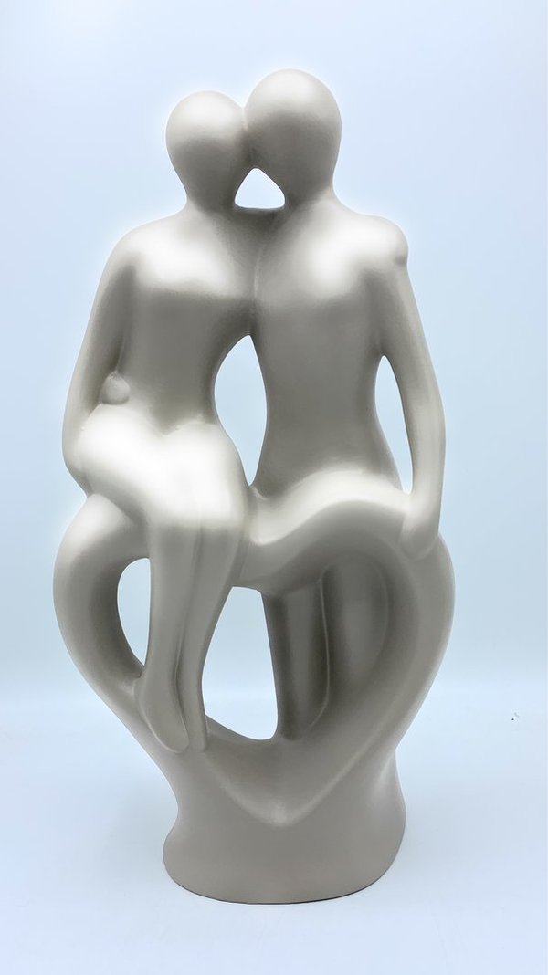 Gilde Skulptur Dekofigur grau matt Pärchen Liebe H37 x18cm 55434