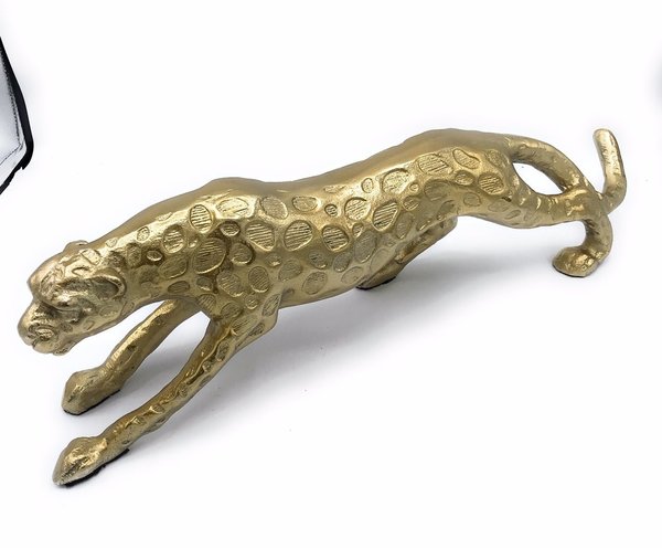 Skulptur Panther goldfarben aus Aluminium 51cm 54362