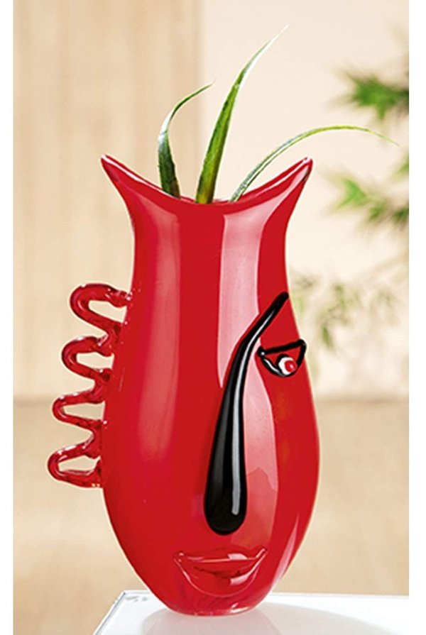 GILDE GlasArt Vase Glasvase rot handgefertigt H 31cm  55614