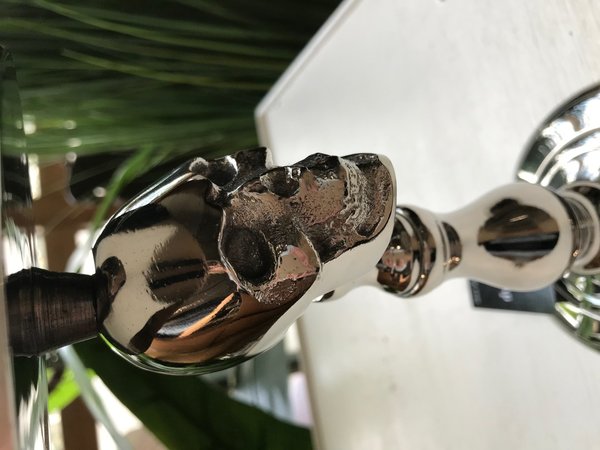 Kerzenleuchter Skull silberfarben 21 cm Leuchter Alu  54609