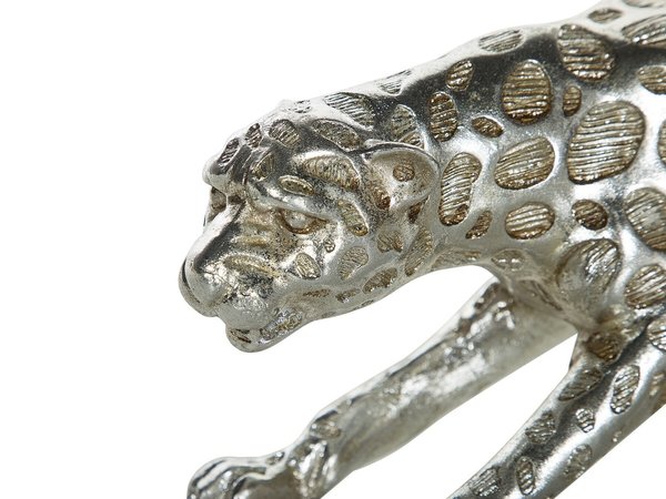Skulptur Leopard silber aus Aluminium 55469