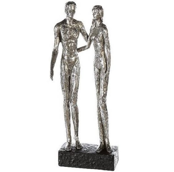 Gilde Skulptur Dekofigur Pärchen "silver Couple" H 41 cm 55734