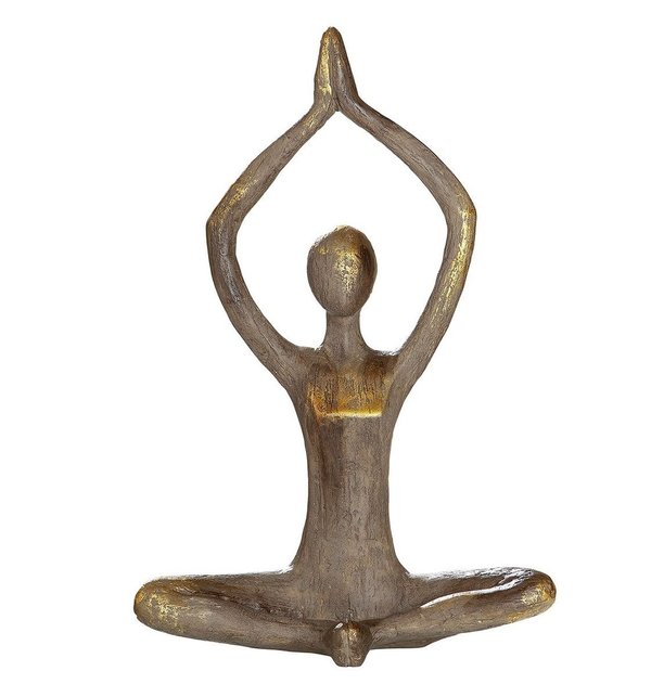 Gilde Skulptur Frosch Yoga Frau braun H 30 cm 55864