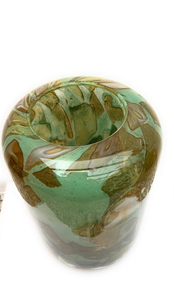 Colmore Glas Vase caramel/grün 23cm Tischdekoration Blumenvase