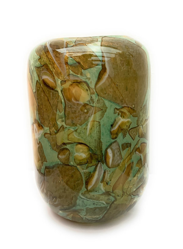 Colmore Glas Vase caramel/grün 19cm Tischdekoration Blumenvase 56048