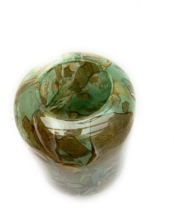 Colmore Glas Vase caramel/grün 19cm Tischdekoration Blumenvase 56048