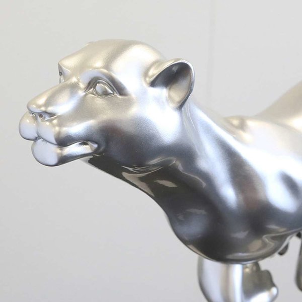 Skulptur Panther silberfarben metallic 95cm 55223