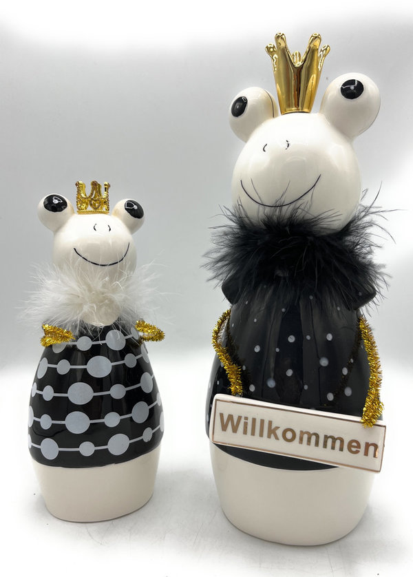 Scheulen Froschkönig Winky mit Schild Figur 2er Set Keramik 56187