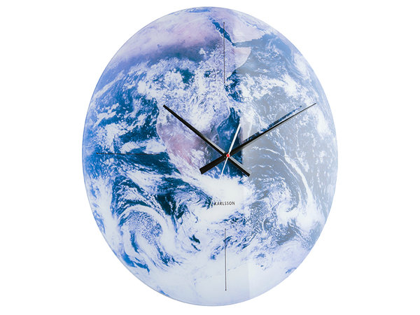 Karlsson Wanduhr Earth rund blau 60 cm Welt 56252