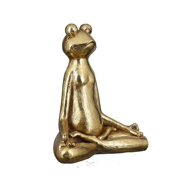 Gilde Skulptur Frosch Yoga goldfar. H 34 x 31 cm 55221