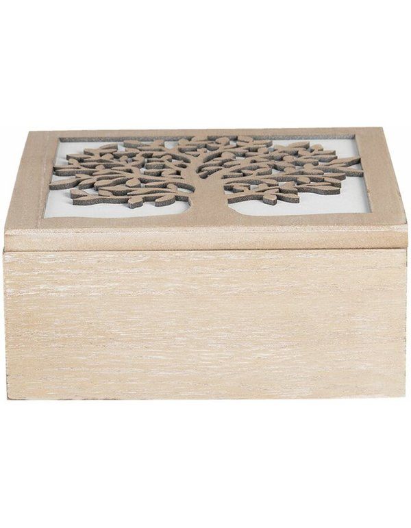 Clayre & Eef Holz Teebox Baum Holzbox Teedose 20x20cm  56478